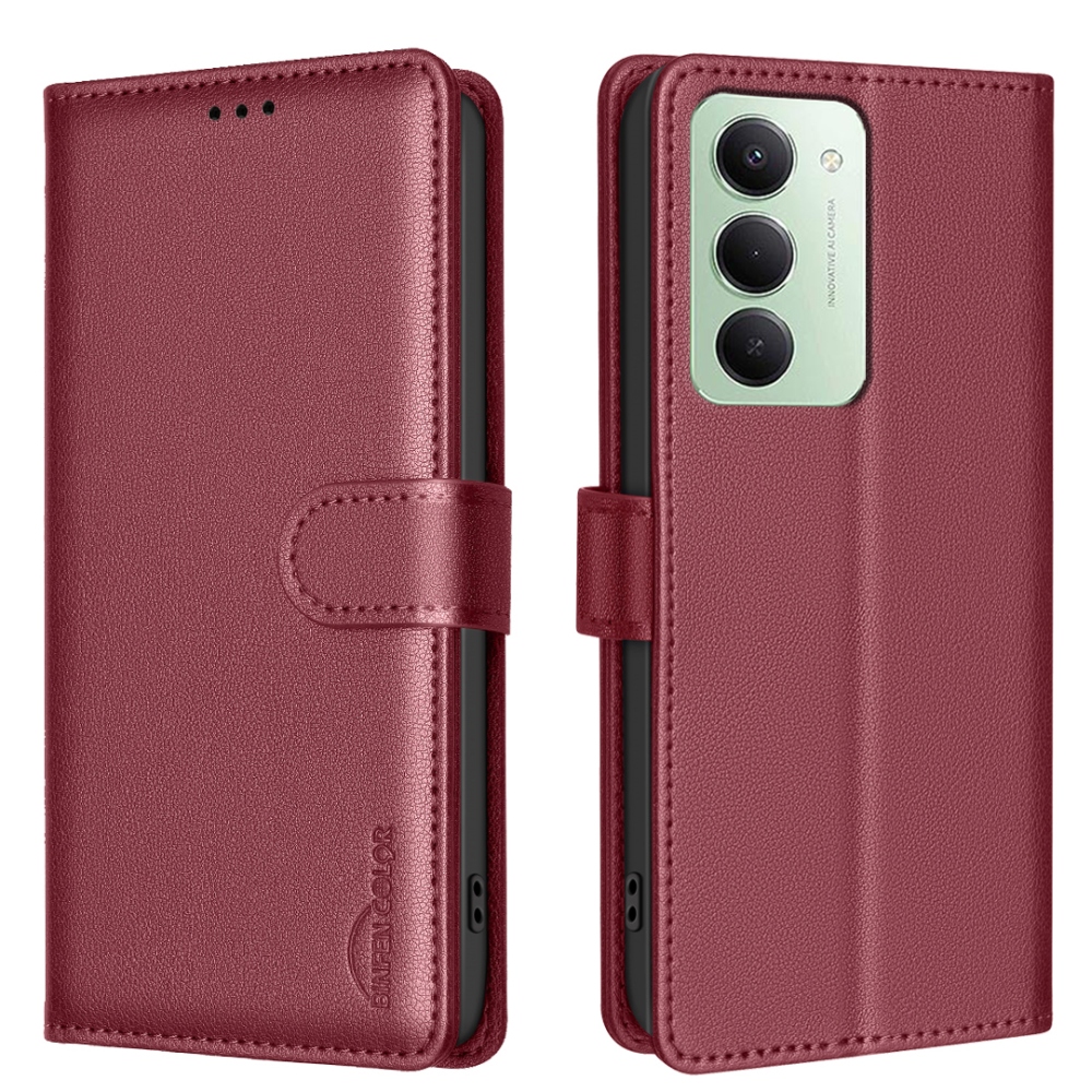 BINFEN könyvtáska Xiaomi Redmi 15 5G (169mm) - piros