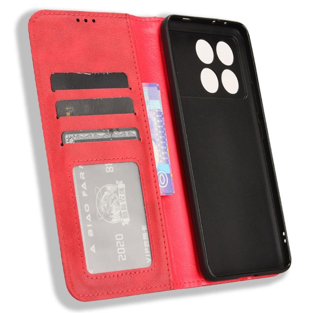 Vintage könyv tok a Xiaomi Poco X6 Pro 5G-hez - piros