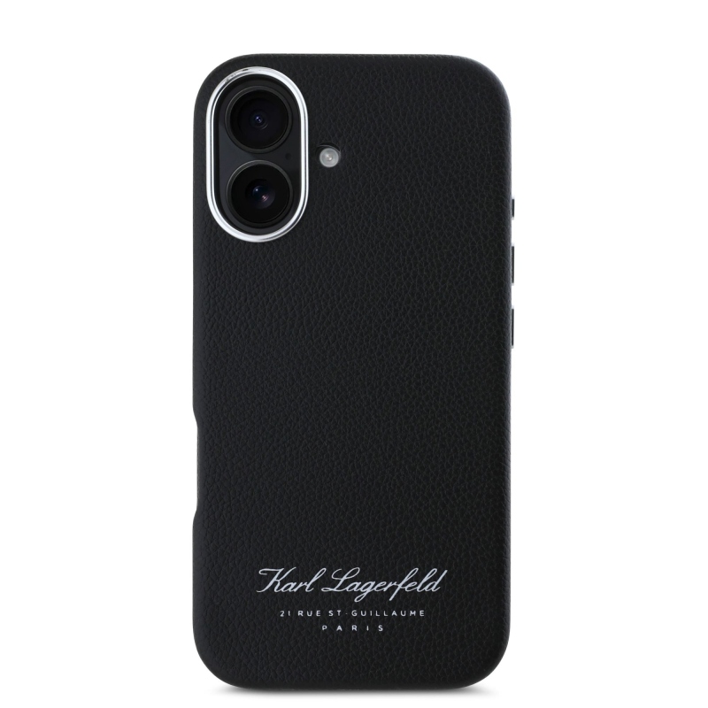 Karl Lagerfeld szemcsés PU Hotel RSG hátlap iPhone 16-hoz Fekete