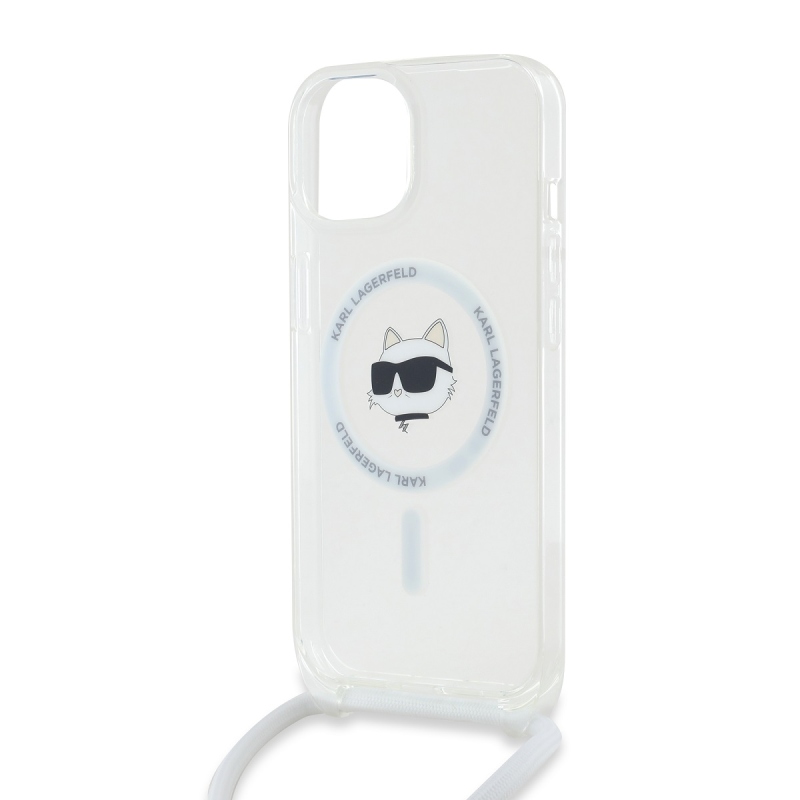 Karl Lagerfeld IML Crossbody Choupette Head Magsafe hátlap iPhone 15-hez átlátszó