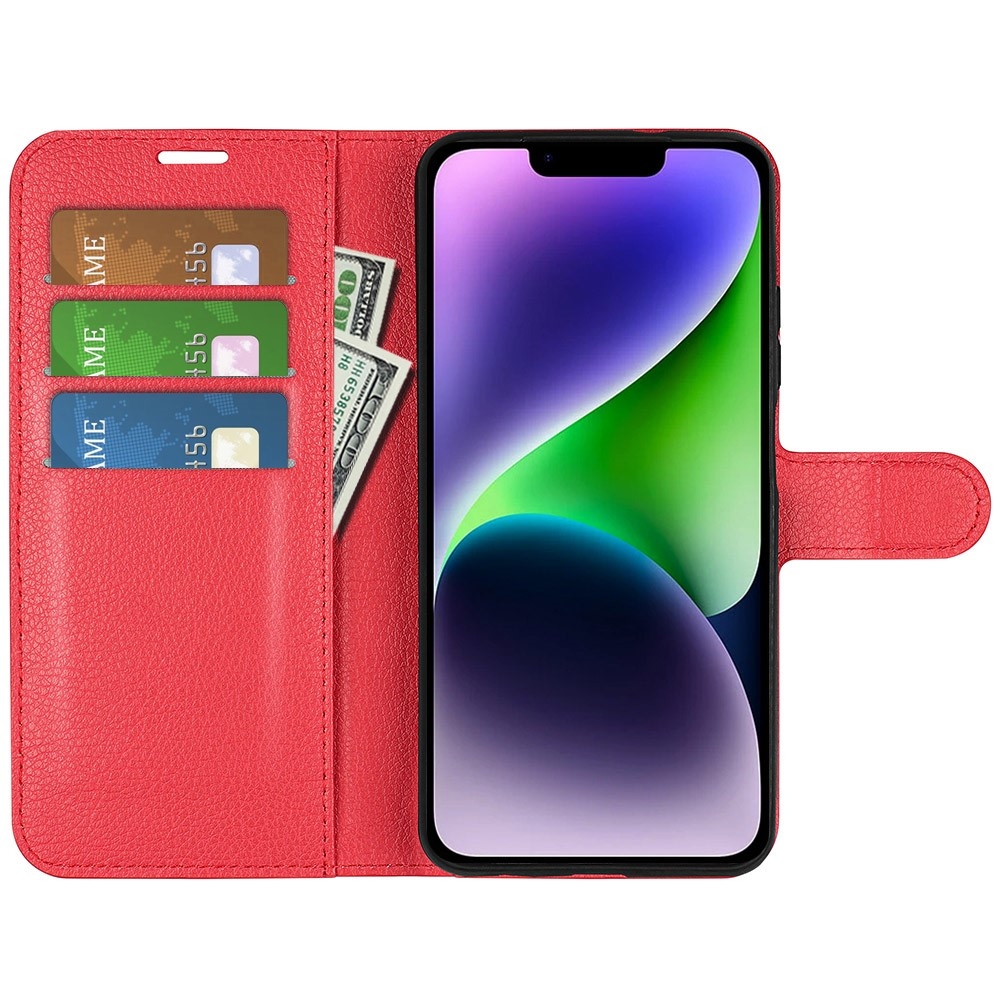 Litchi könyvtáska iPhone 15 készülékhez - piros