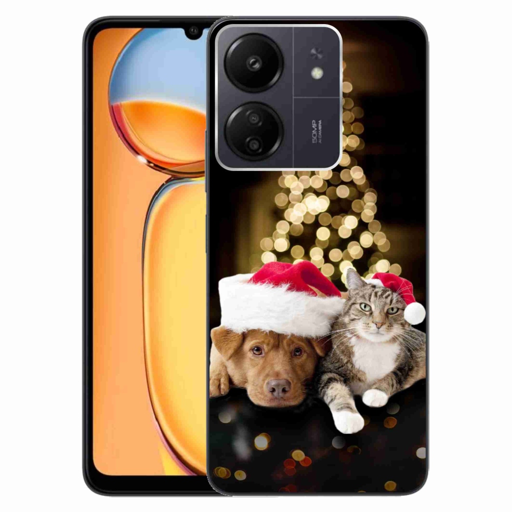 Gél borítás mmCase a Xiaomi Poco C65/Redmi 13C - Karácsonyi kutya és macska