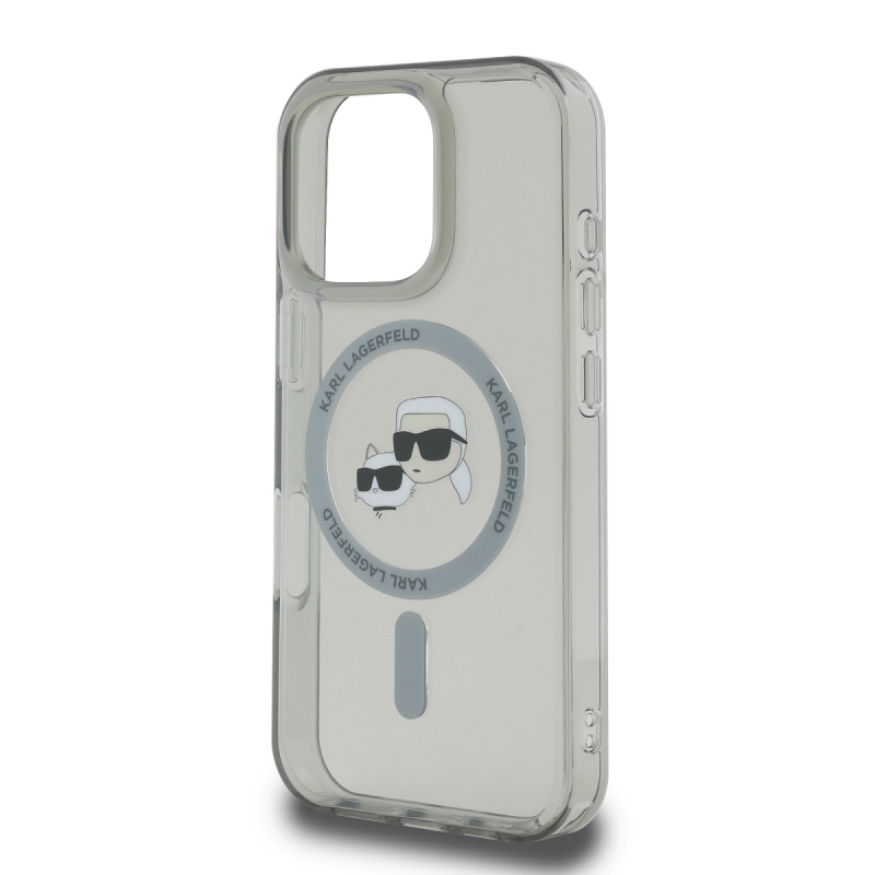 Karl Lagerfeld IML K&CH Heads fémkeret MagSafe hátlap iPhone 16 Pro Max-hoz Fekete