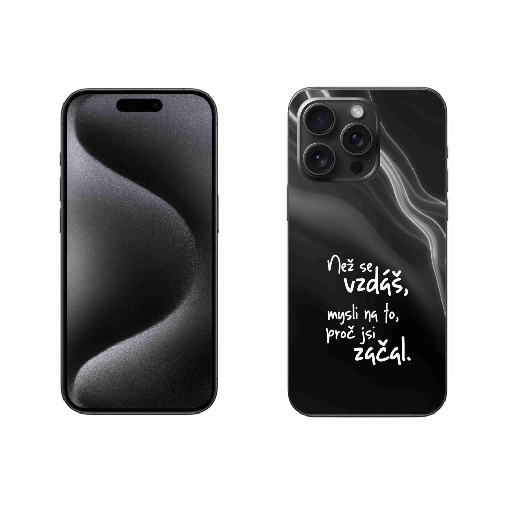 Gél borítás mmCase iPhone 15 Pro Max készülékhez - Idézet 2 fekete háttér