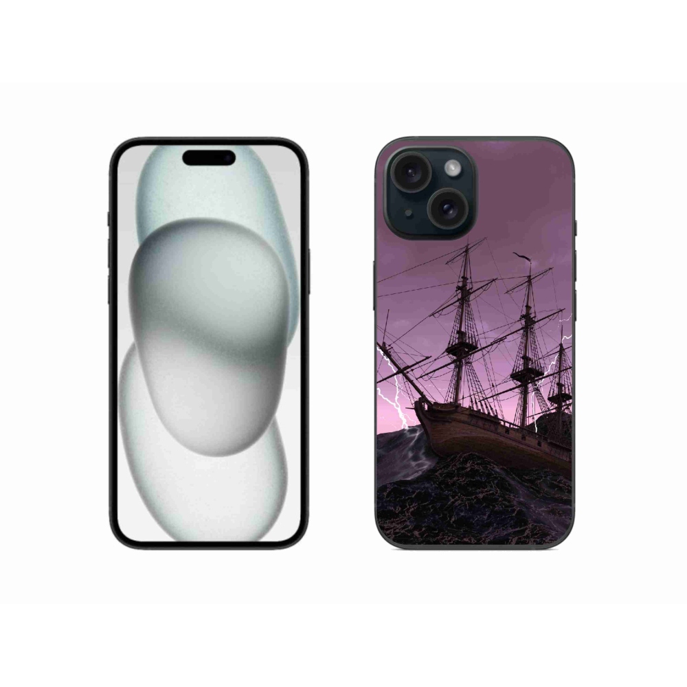 Zselés borítás mmCase iPhone 15 készülékhez - hajó a viharban