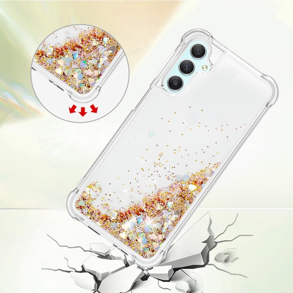 Glitter homokóra zselés tok Samsung Galaxy A24 készülékhez - arany/szív