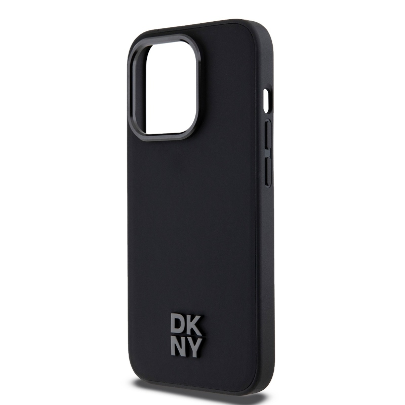 DKNY PU bőr Stack Logo Magsafe hátlap iPhone 14 Pro Max-hoz Fekete