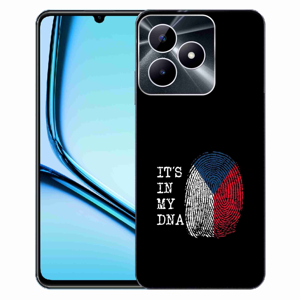 Zselés borító mmCase a Realme Note 50 készülékhez - zászlós ujjlenyomat fekete háttérrel