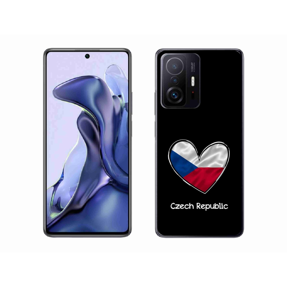 Gél borító mmCase a Xiaomi 11T-hez - zászló szív fekete háttérrel