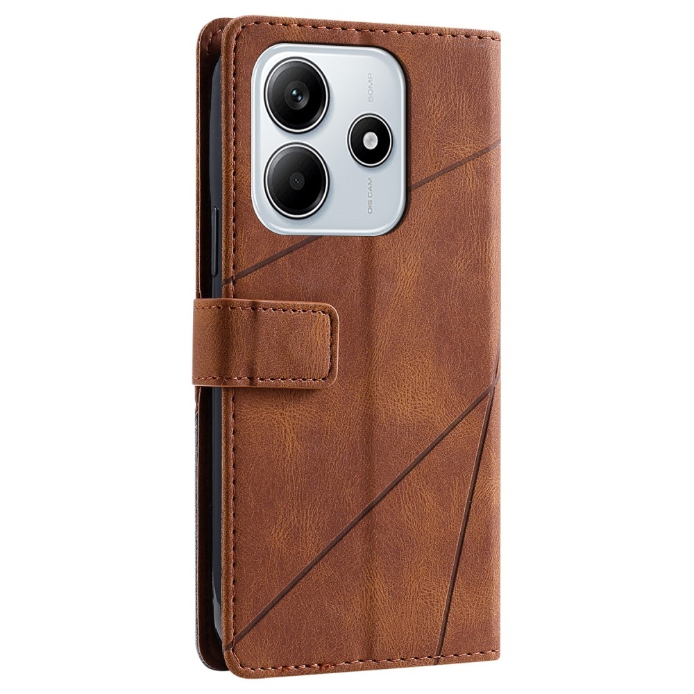 Vonalas könyv tok Xiaomi Redmi Note 14 5G - barna