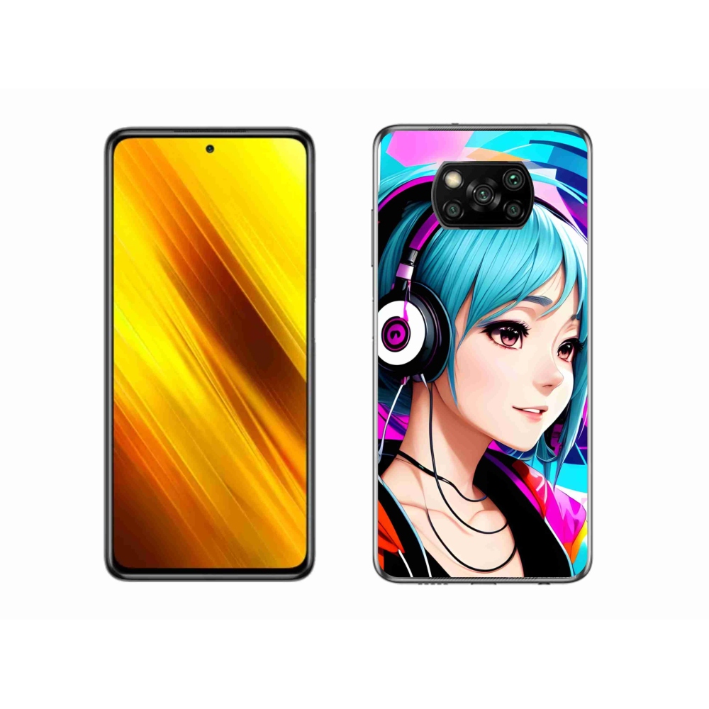 Gél borítás mmCase a Xiaomi Poco X3 Pro-hoz - lány fejhallgatóval