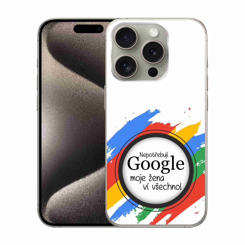 Gél borítás mmCase iPhone 15 Pro készülékhez - nő tudja, hogy minden fehér háttérrel rendelkezik