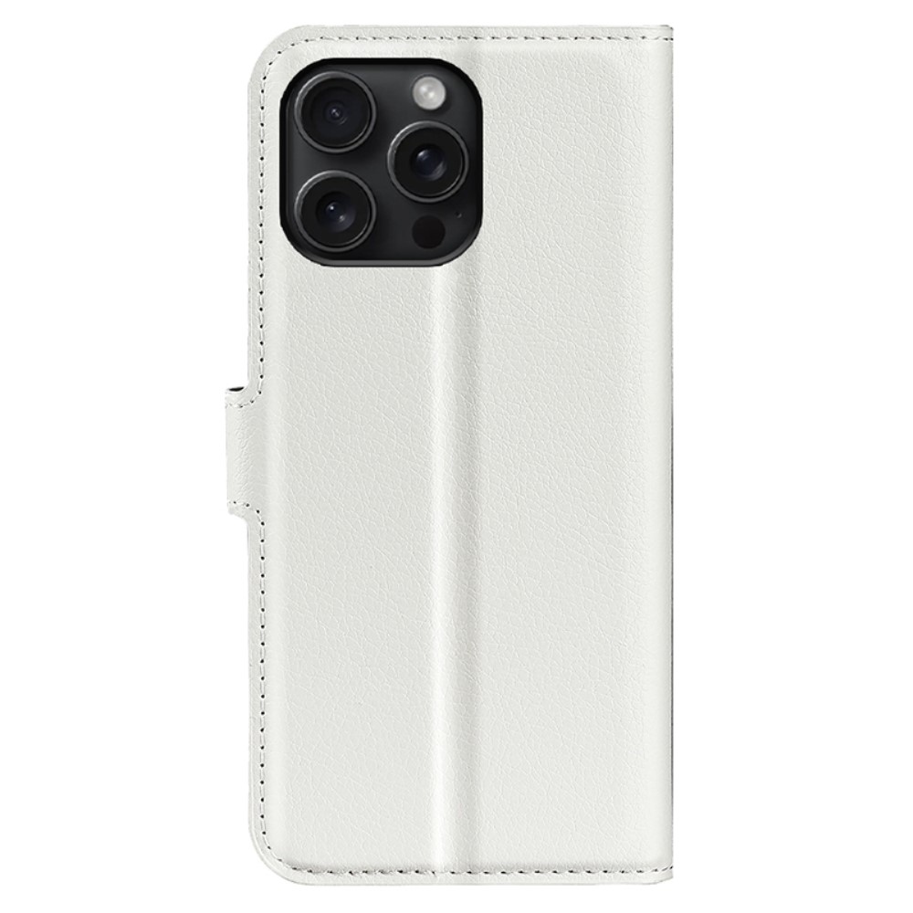 Litchi könyv tok iPhone 16 Pro készülékhez - fehér