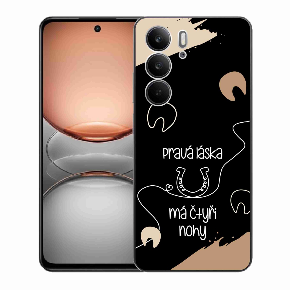Gél borító mmCase a Realme C75 készülékhez - ló motívum fekete háttérrel