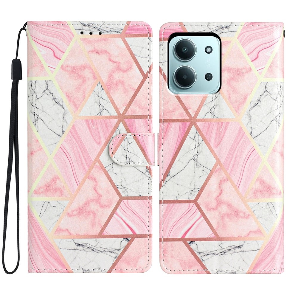 Egyedi könyvtáska Xiaomi Redmi 15C 4G (171mm)/Poco C85 4G (171mm) - rózsaszín márvány
