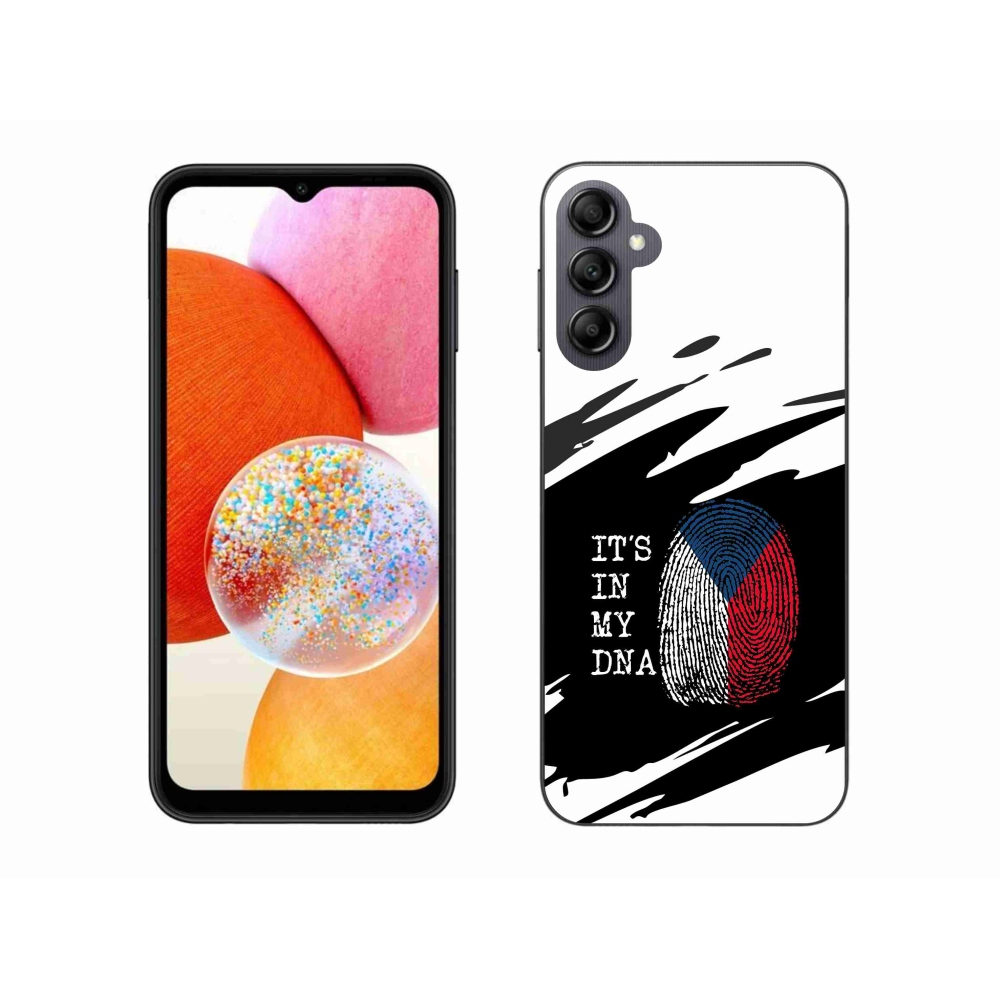 Gél borító mmCase Samsung Galaxy A14 4G/5G - zászlós ujjlenyomat fekete és fehér háttérrel
