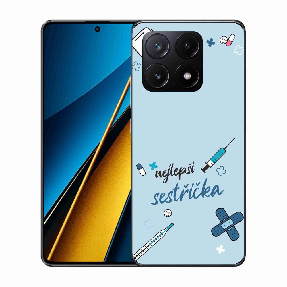 Gél borító mmCase a Xiaomi Poco X6 Pro 5G-n - a legjobb kishúg kék háttérrel