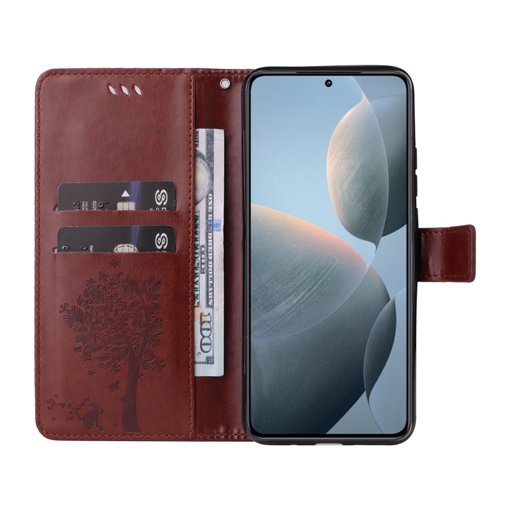 Fák könyvtáska Xiaomi 14T-hez - barna