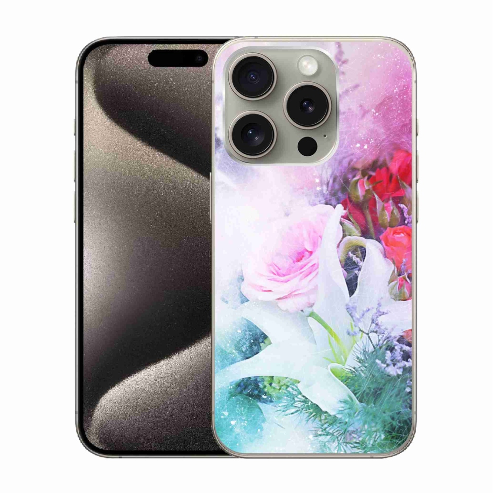 Zselés borítás mmCase iPhone 15 Pro készülékhez - virágok 4
