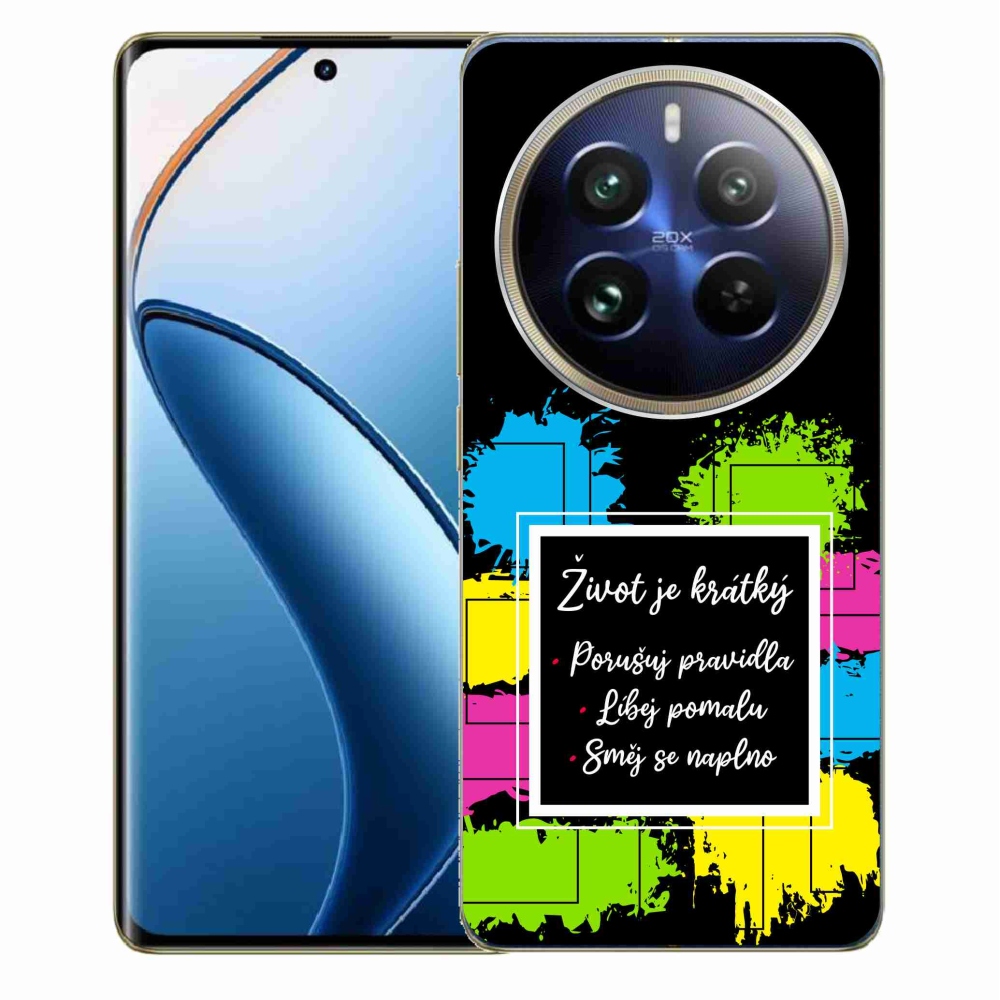 Gél borítás mmCase a Realme 12 Pro 5G/12 Pro+ 5G - idézet 5 fekete háttérrel