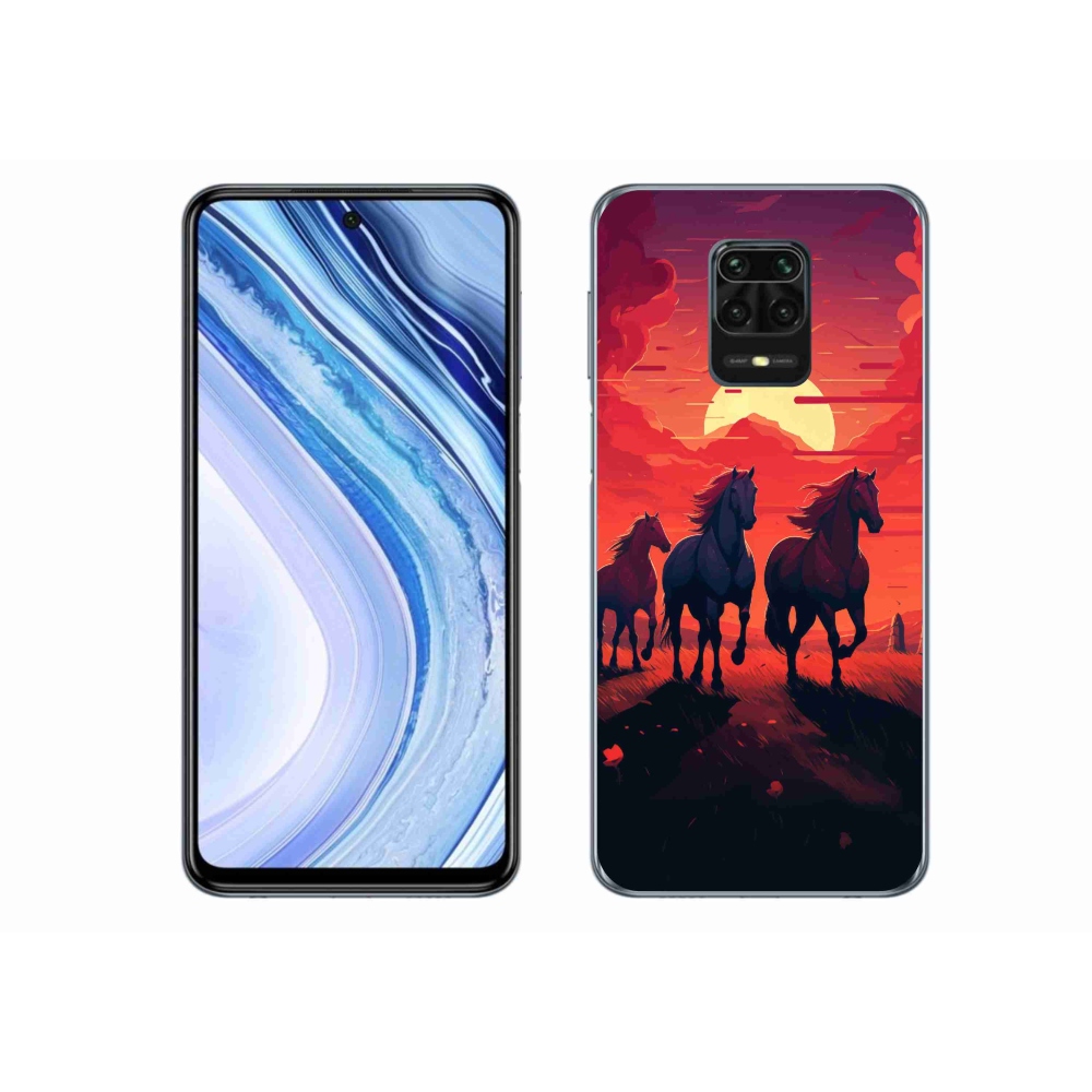 Gél borító mmCase a Xiaomi Redmi Note 9S-hez - lovak és naplemente
