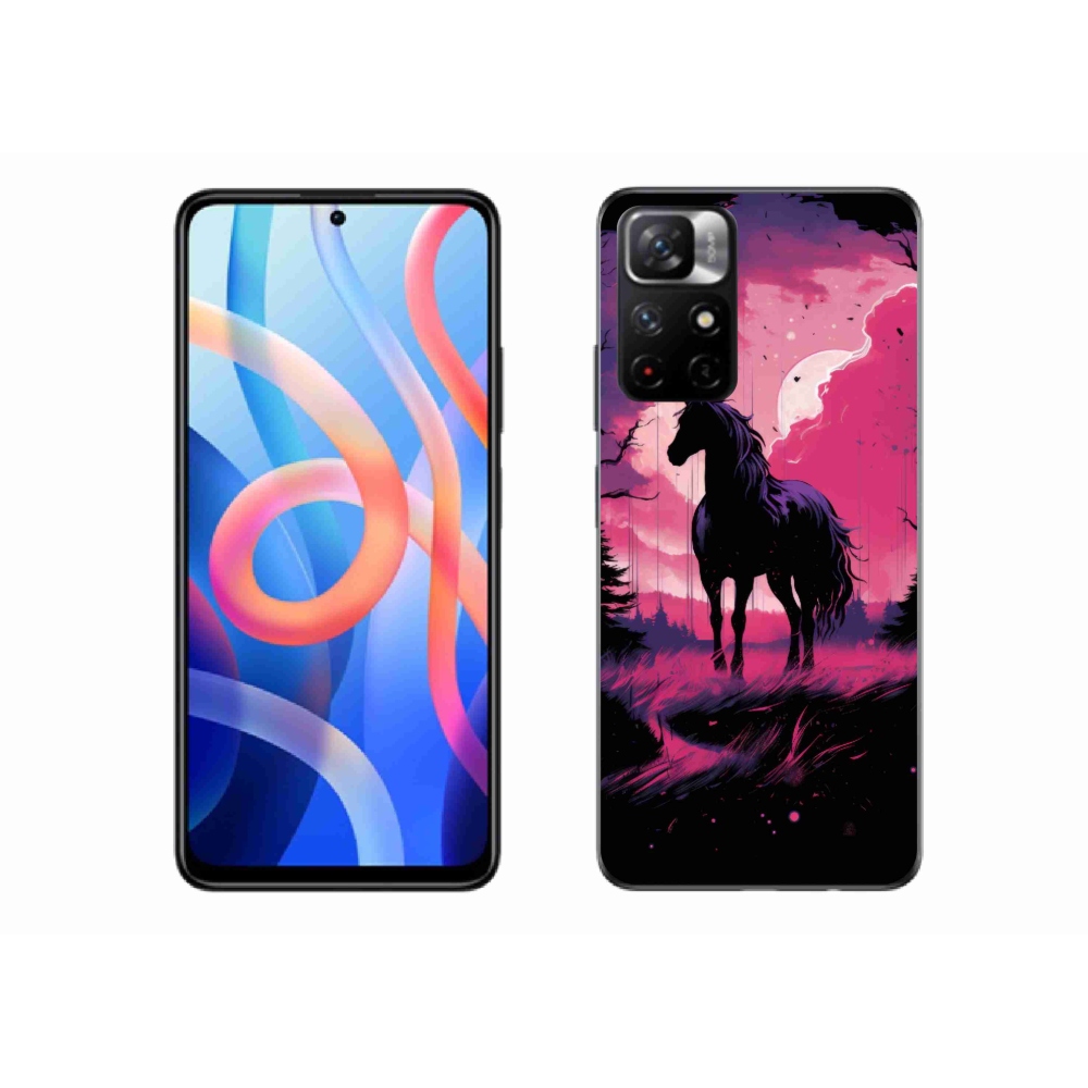 Gél borító mmCase a Xiaomi Redmi Note 11S 5G-hez - fekete rajzfilm ló 1
