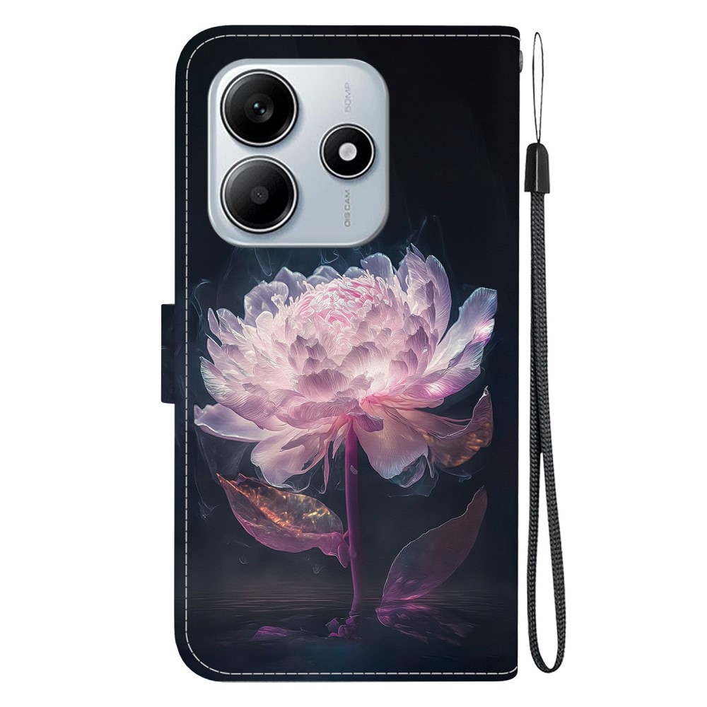 Printern könyv tok Xiaomi Redmi Note 14 5G - lila bazsarózsa