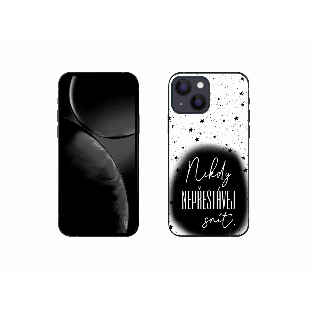 Gél borítás mmCase iPhone 13 mini 5.4 - idézet 1 fekete és fehér háttérrel