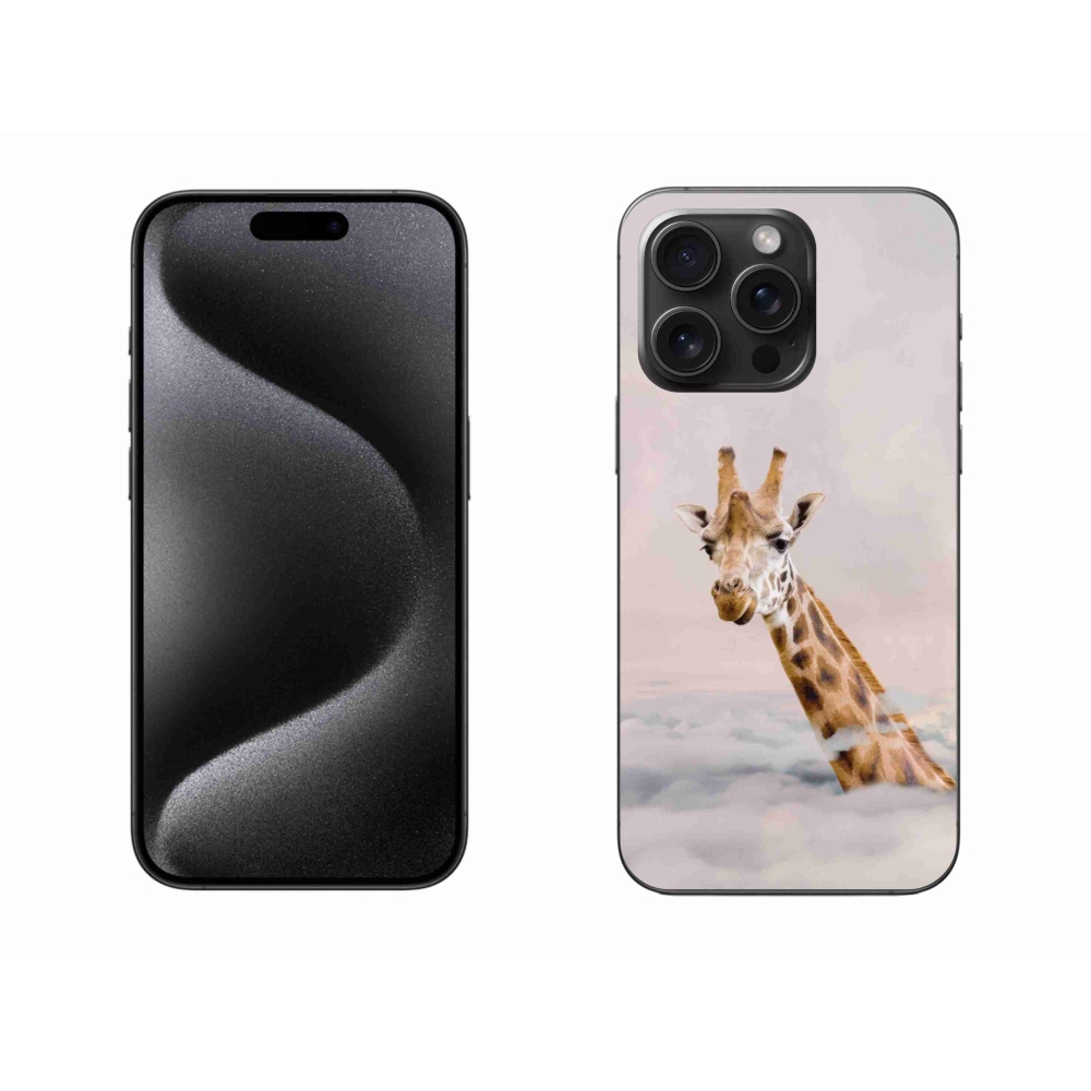Zselés borítás mmCase iPhone 15 Pro Max készülékhez - zsiráf a felhőkben