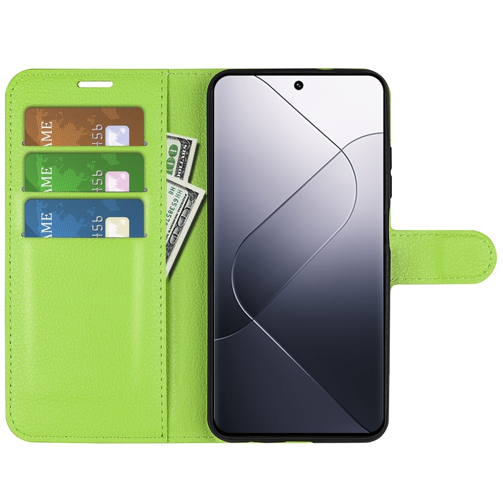 Litchi könyv tok a Xiaomi 14-hez - zöld
