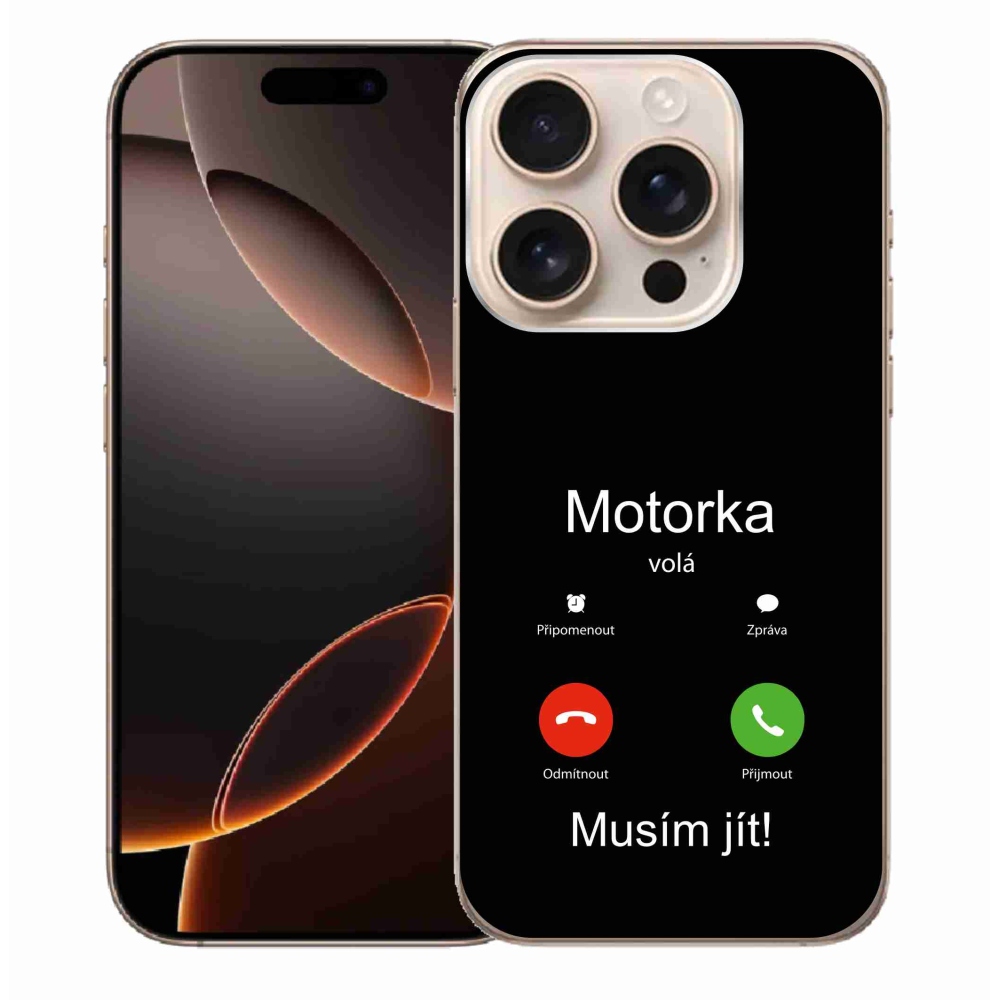 Zselés borítás mmCase iPhone 16 Pro Max készülékhez - motoros hívások fekete háttérrel