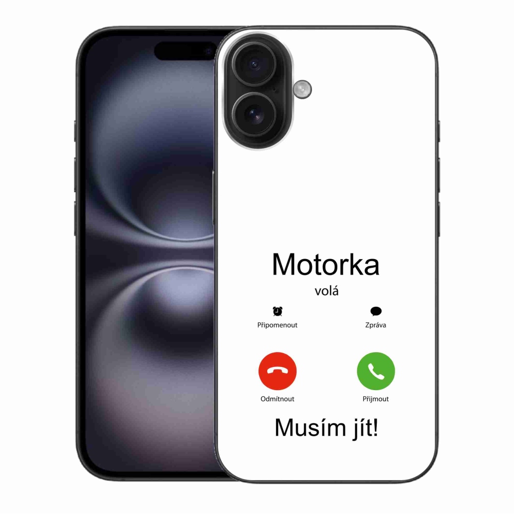 Gél borítás mmCase iPhone 16 Plus készülékhez - motoros hívás fehér háttérrel