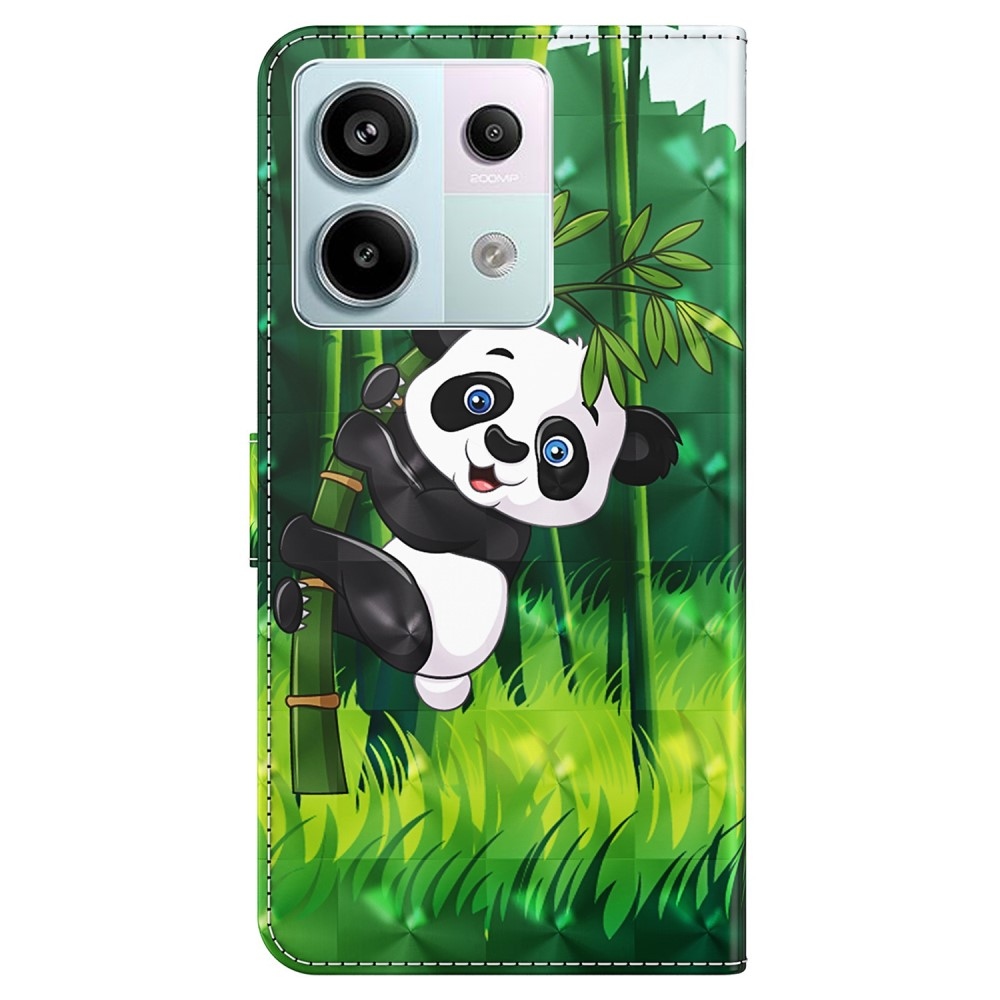 Nyomtatott könyv tok Xiaomi Redmi Note 13 Pro 5G/Poco X6 5G - panda a bambuszon - a Xiaomi Redmi Note 13 Pro 5G/Poco X6 5G számára