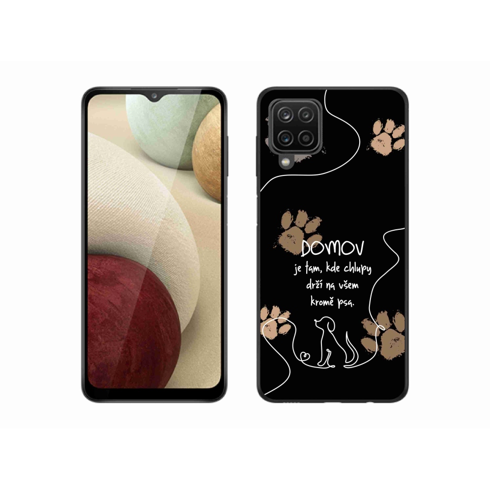 Gél borítás mmCase Samsung Galaxy A12 készülékhez - kutya motívum fekete háttér