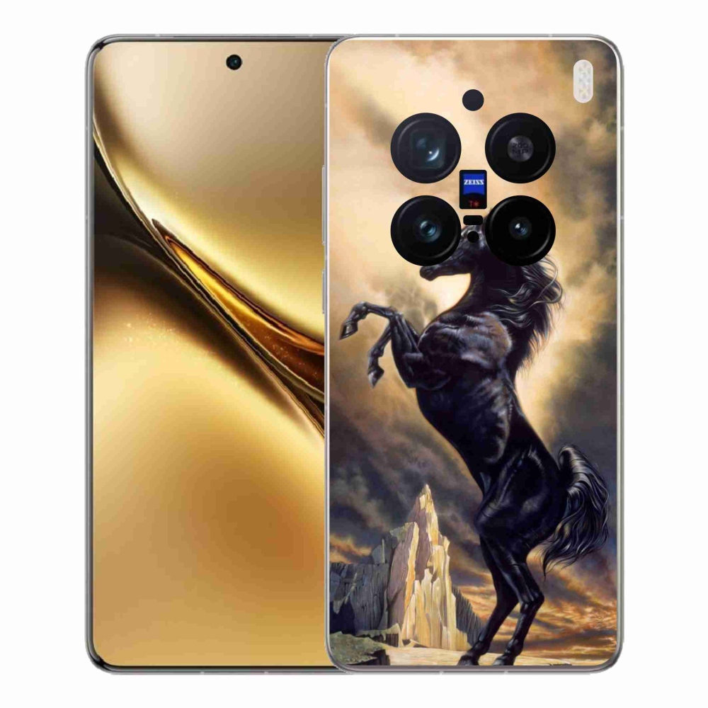 Zselés borítás mmCase a Vivo X200 Pro 5G készülékhez - fekete rajzfilm ló
