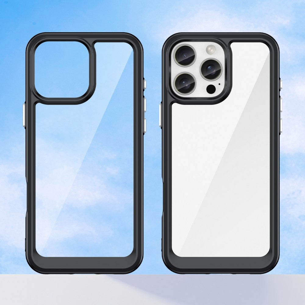 Gél tok fix hátlappal iPhone 16 Pro Max készülékhez - fekete