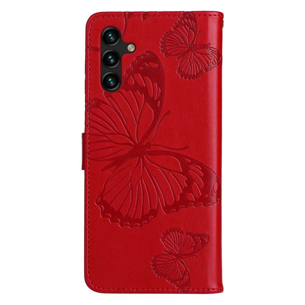 Nagy Buttefly könyv tok Samsung Galaxy A13 5G/A04s készülékhez - piros