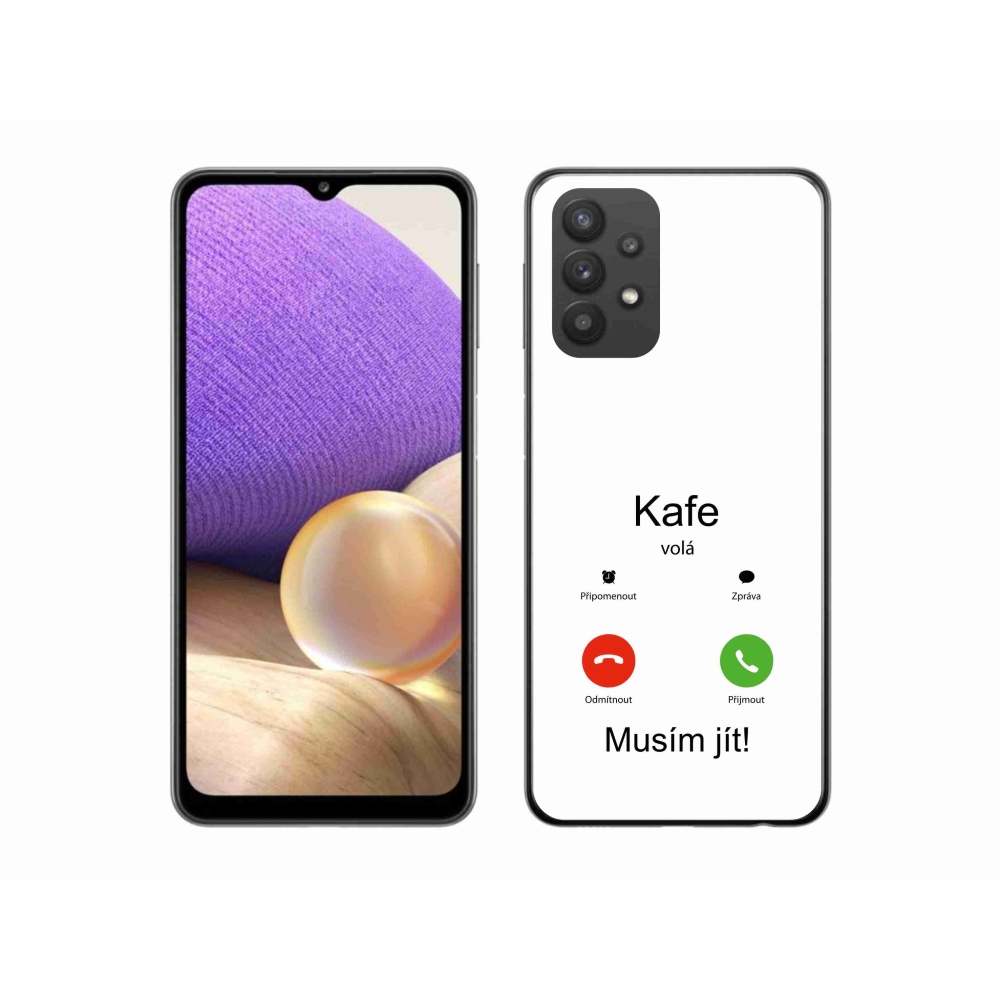 Gél borító mmCase Samsung Galaxy A32 5G - kávé hívó fehér háttérrel