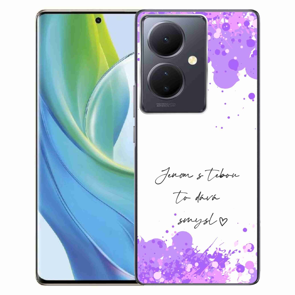 Gél borító mmCase a Vivo V29 Lite 5G-n - szerelmes szöveg fehér háttérrel