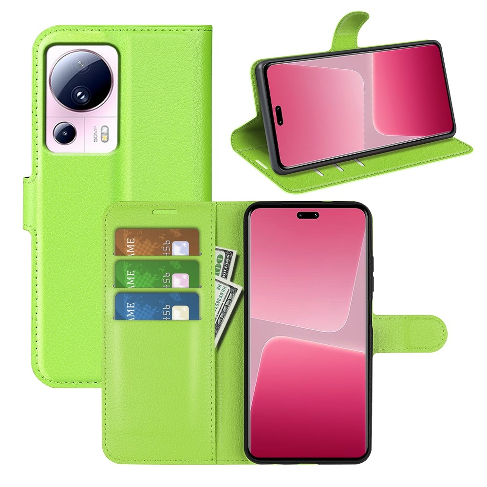 Litchi könyv tok Xiaomi 13 Lite-hoz - zöld