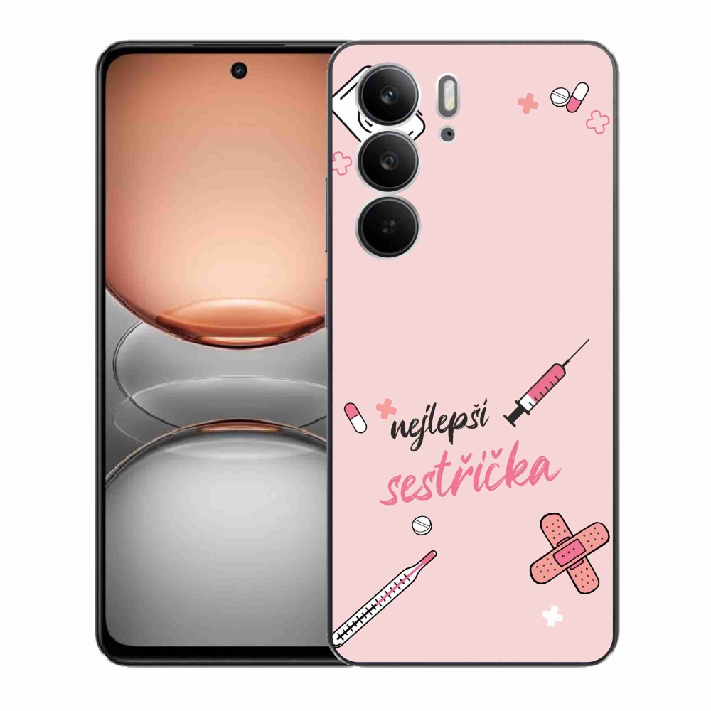 Gél borító mmCase a Realme C75-ön - a legjobb kishúg rózsaszín háttérrel