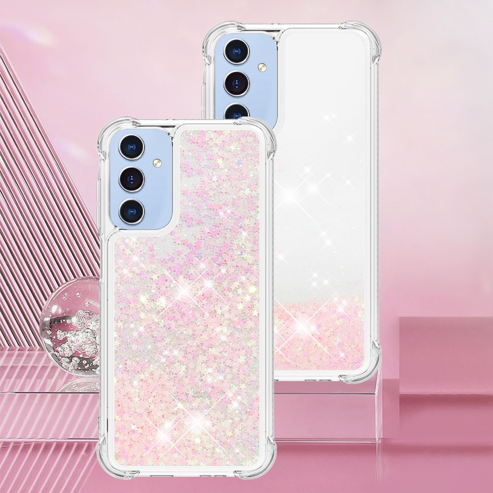 Glitter homokóra zselés tok Samsung Galaxy A26 5G - rózsaszín / csillagok