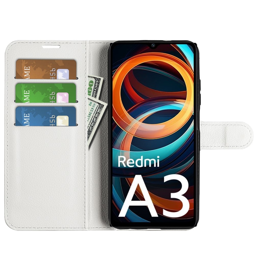 Litchi könyv tok Xiaomi Redmi A3-hoz - fehér