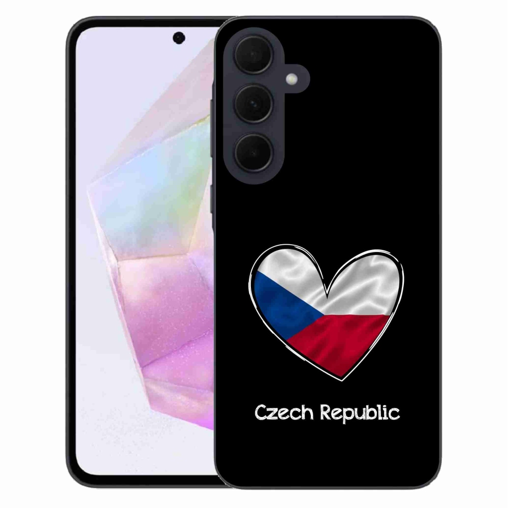 Zselés borítás mmCase Samsung Galaxy A35 5G - zászlós szív fekete háttérrel