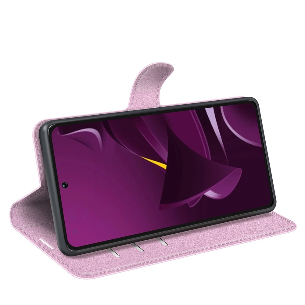 Litchi könyv tok a Xiaomi Poco M7 Pro 5G-hez - rózsaszínű
