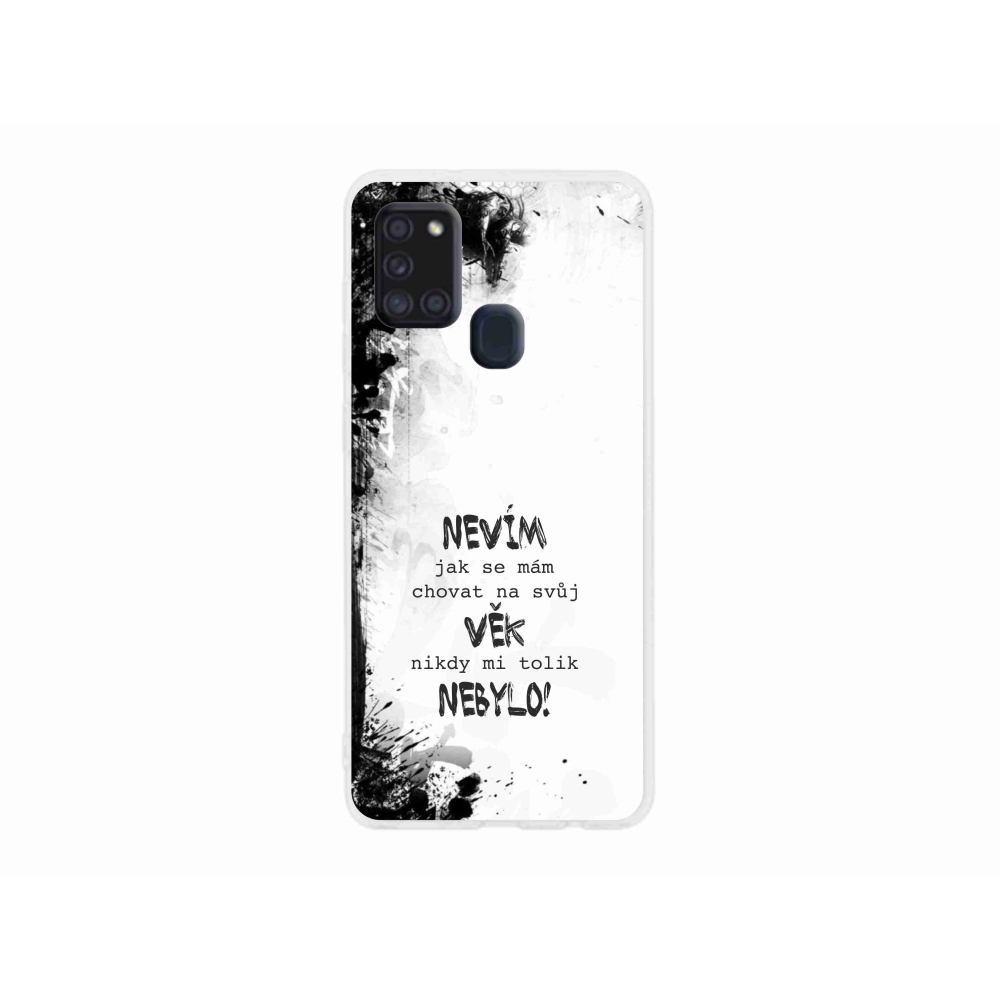 Gél borító mmCase Samsung Galaxy A21s készülékhez - vicces szöveg 14 fehér háttér