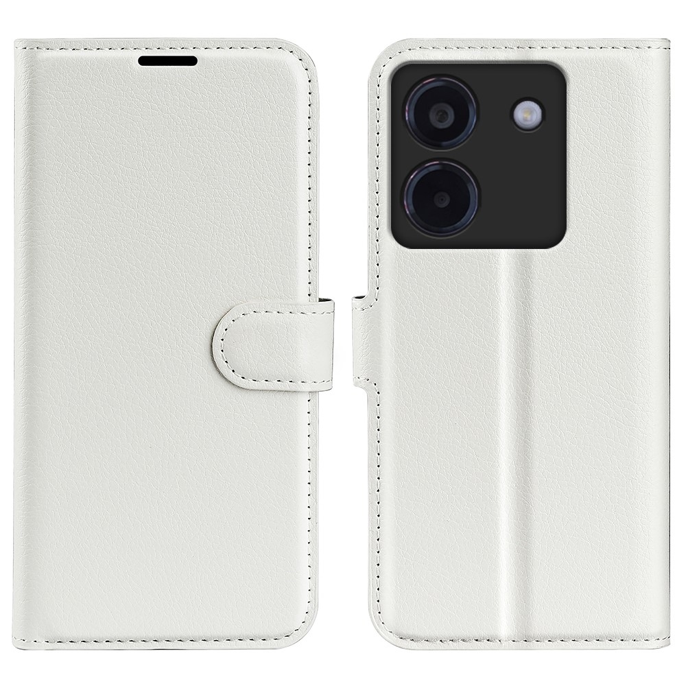 Litchi könyv tok a Xiaomi Poco M7 Pro 5G-hez - fehér