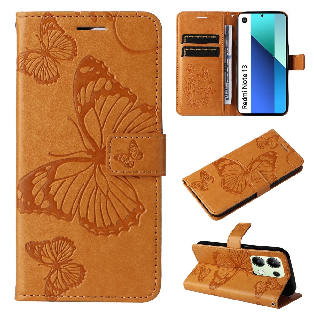 Nagy pillangó könyv tok Xiaomi Redmi Note 13-hoz - sárga