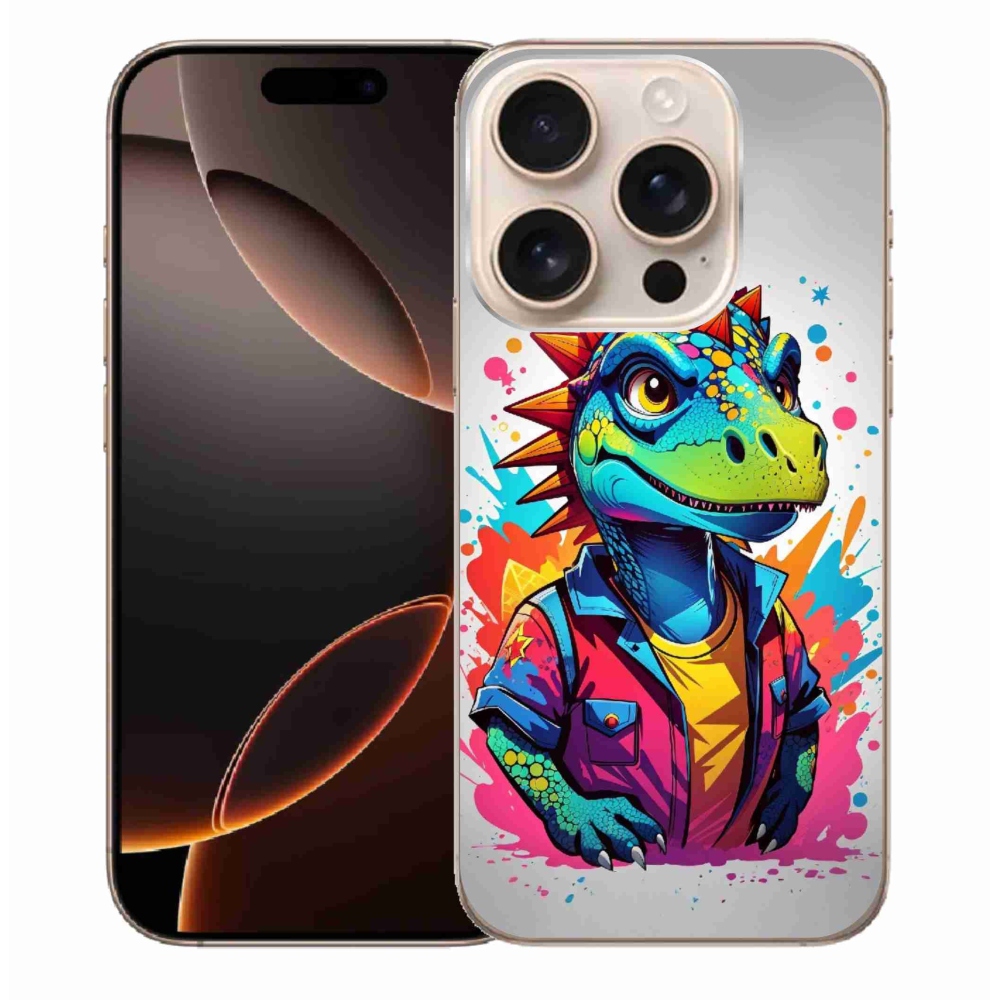 Zselés borítás mmCase iPhone 16 Pro Max készülékhez - színes dinoszaurusz