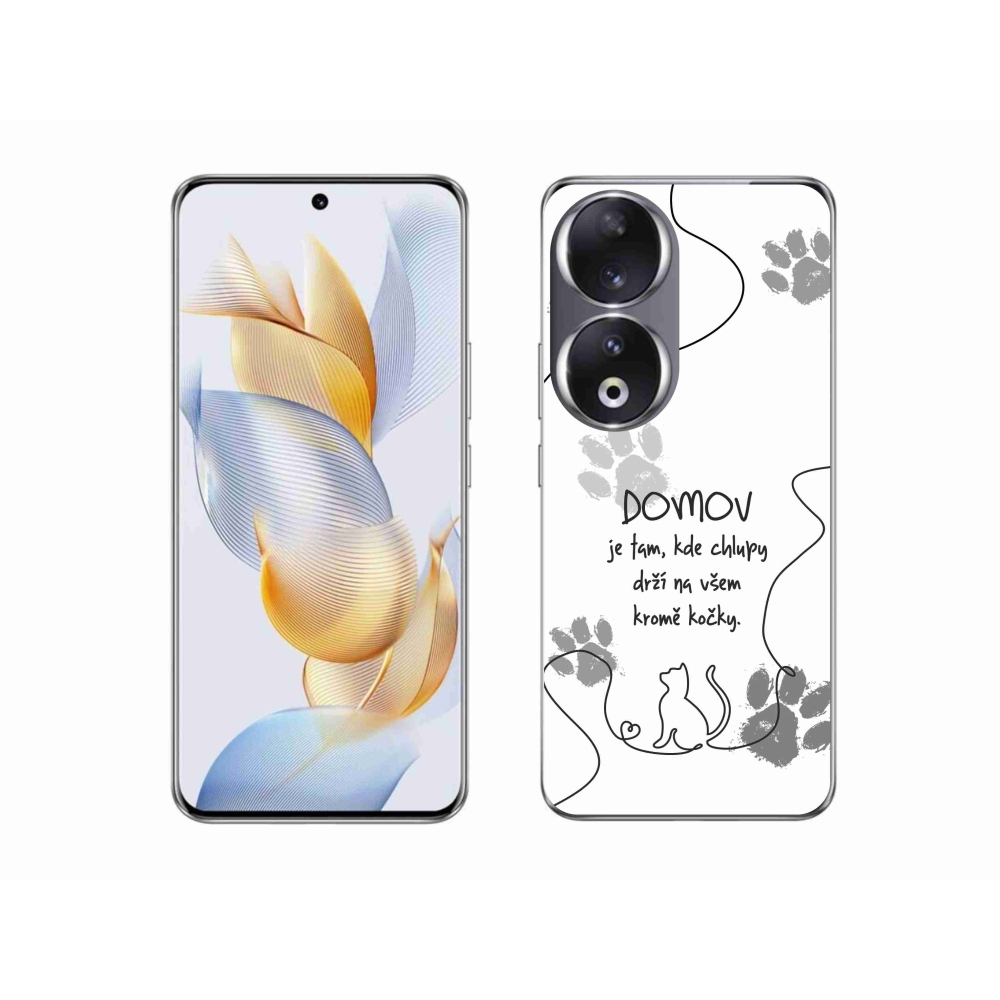 Zselés borító mmCase a Honor 90 készülékhez - macska motívum fehér háttérrel